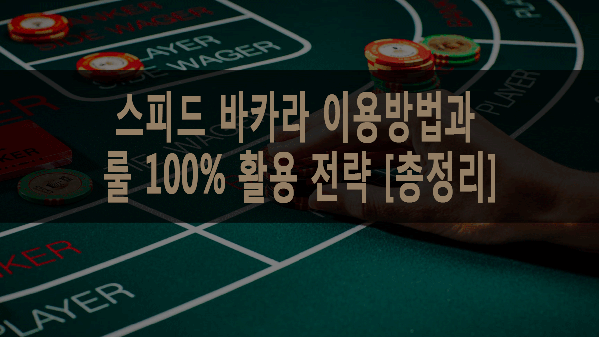 스피드 바카라 이용방법과 룰 100% 활용 전략 [총정리]